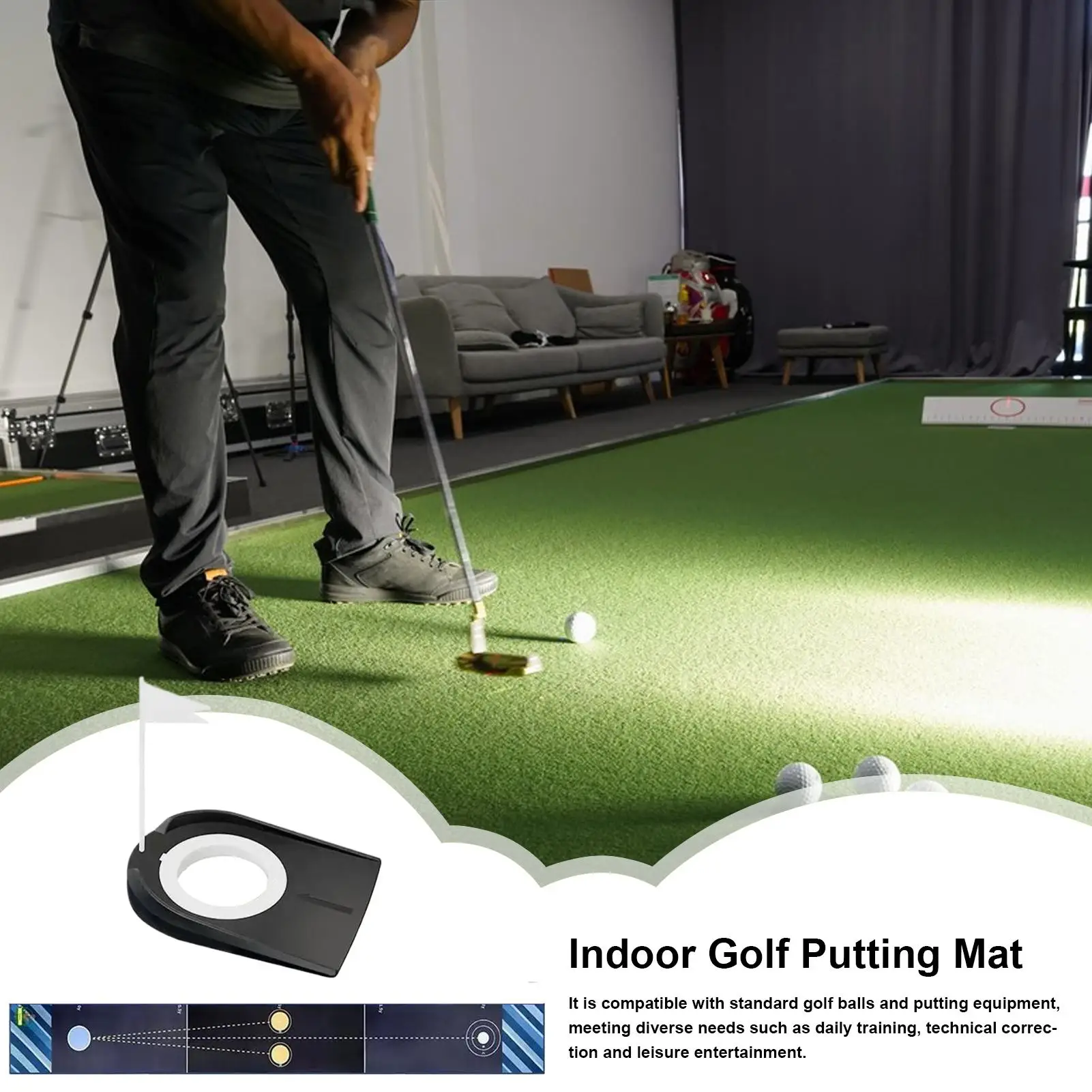 

Golf Putting Mat Putting Training Aid For Golf Practice Hitting Simulator Portable Training Tool For Home Men Recreation Outdoor
