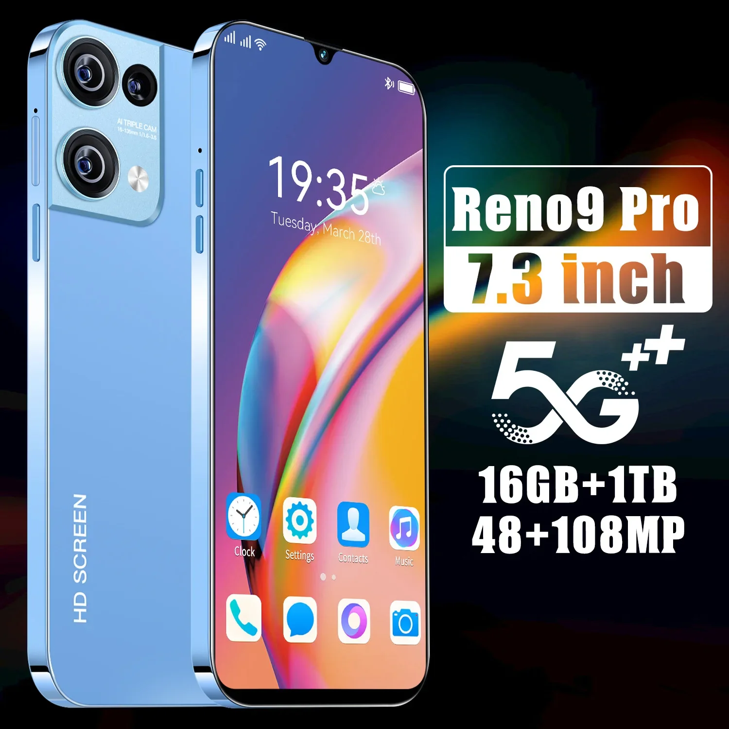 New Reno9 Pro Cross-Border Mobile Phone Android Integrated 16+1T Smartphone Factory Original (Popular Model)