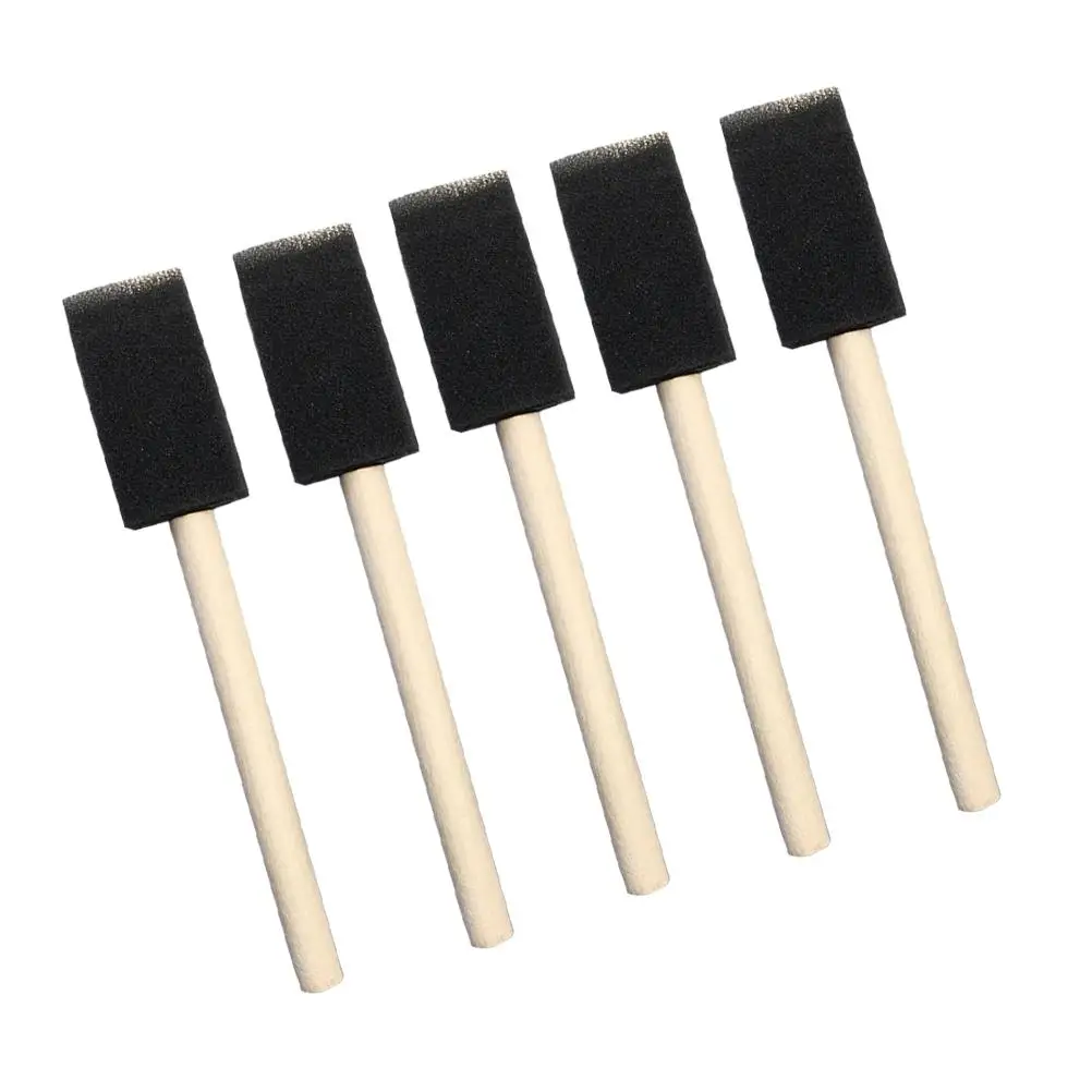 24 Pcs Poly Brush 1 Inch Absorbent Foam Beveled End Wood Handle Drawing Sponge Paintbrushes for Painting Stains Varnishes