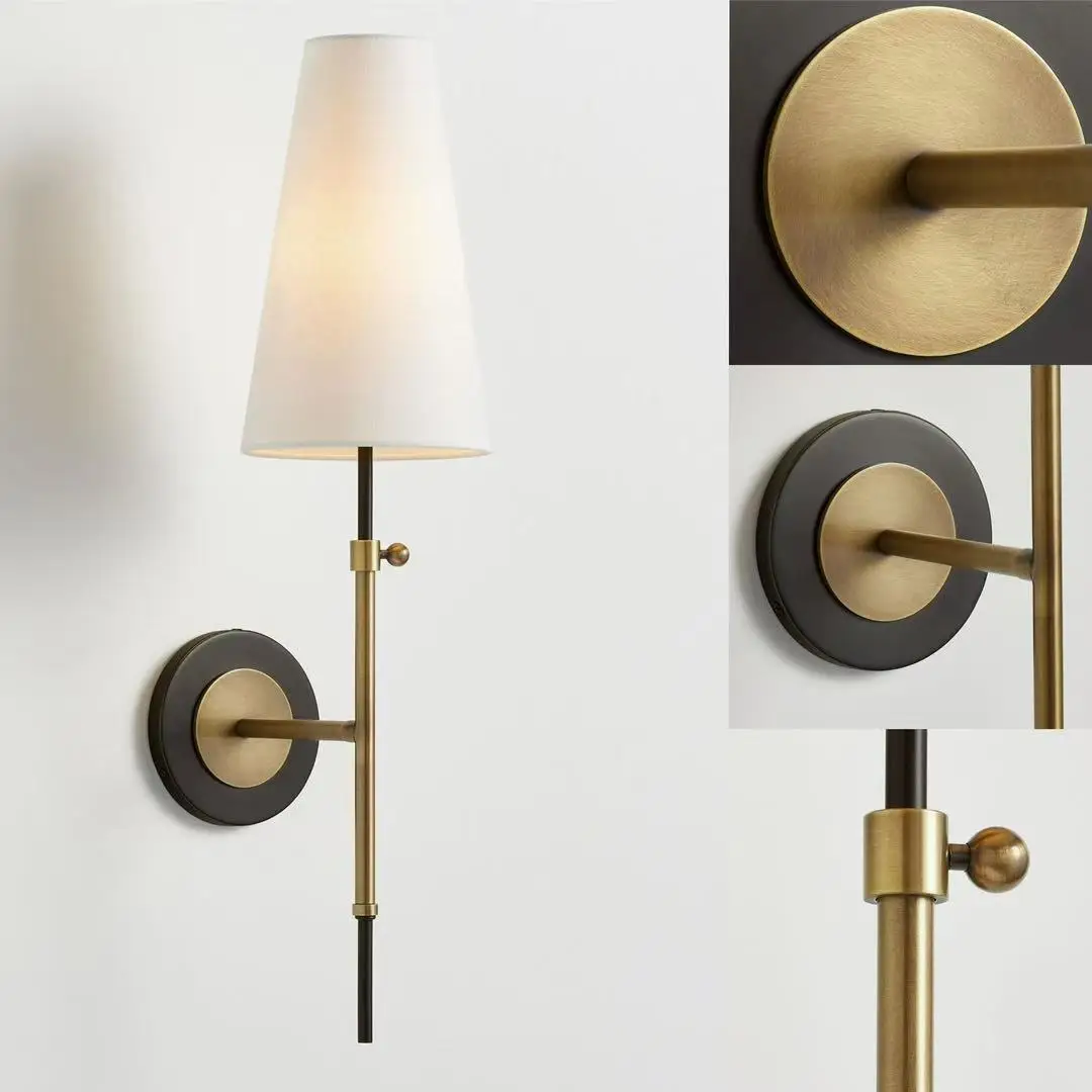 New Retro Copper Cloth Wall Lamp LED Wall Light Simple Reading Light Villa Bedroom Bed Corridor Living Room Decorative Light