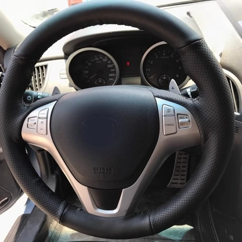 

Сшитый вручную износостойкий чехол на руль из натуральной кожи для Hyundai Genesis Coupe 2010-2016 Rohens Coupe 2009