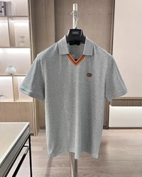 BILLIONAIRE SIJITONGDA2024 Spring and Summer New Lapel Short T-shirt Imported mercerized cotton yarn, cool and breathable