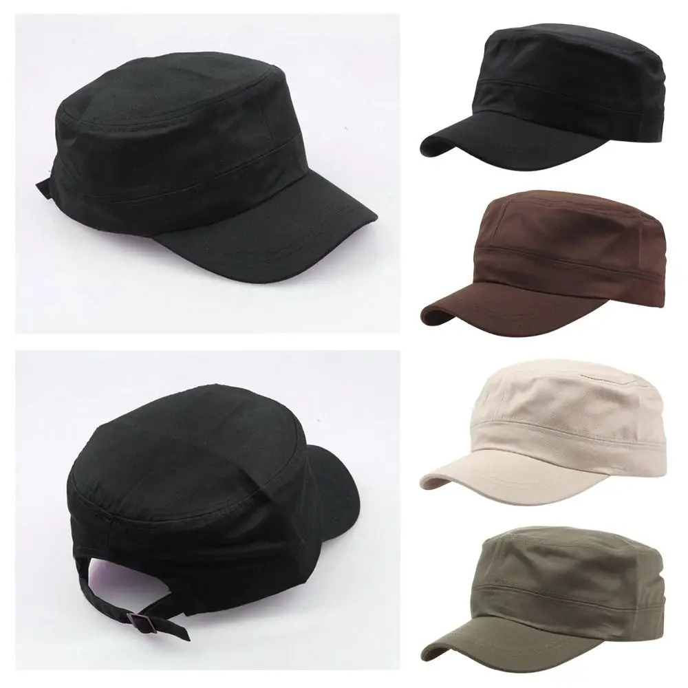 Casual Summer Sunscreen Flat Top Caps Adjustable Breathable  Women Men Cadet Hat Outdoor Bone Cap High Quality Fisher Hats