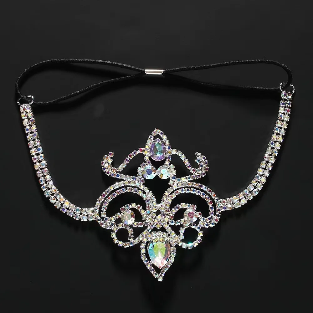 كريستال ملون الهذيان الفخذ سلسلة الرقص الشرقي مجوهرات للجسم حجر الراين بيكيني للشاطئ هندسية مثير الساق سلسلة فستان للنساء