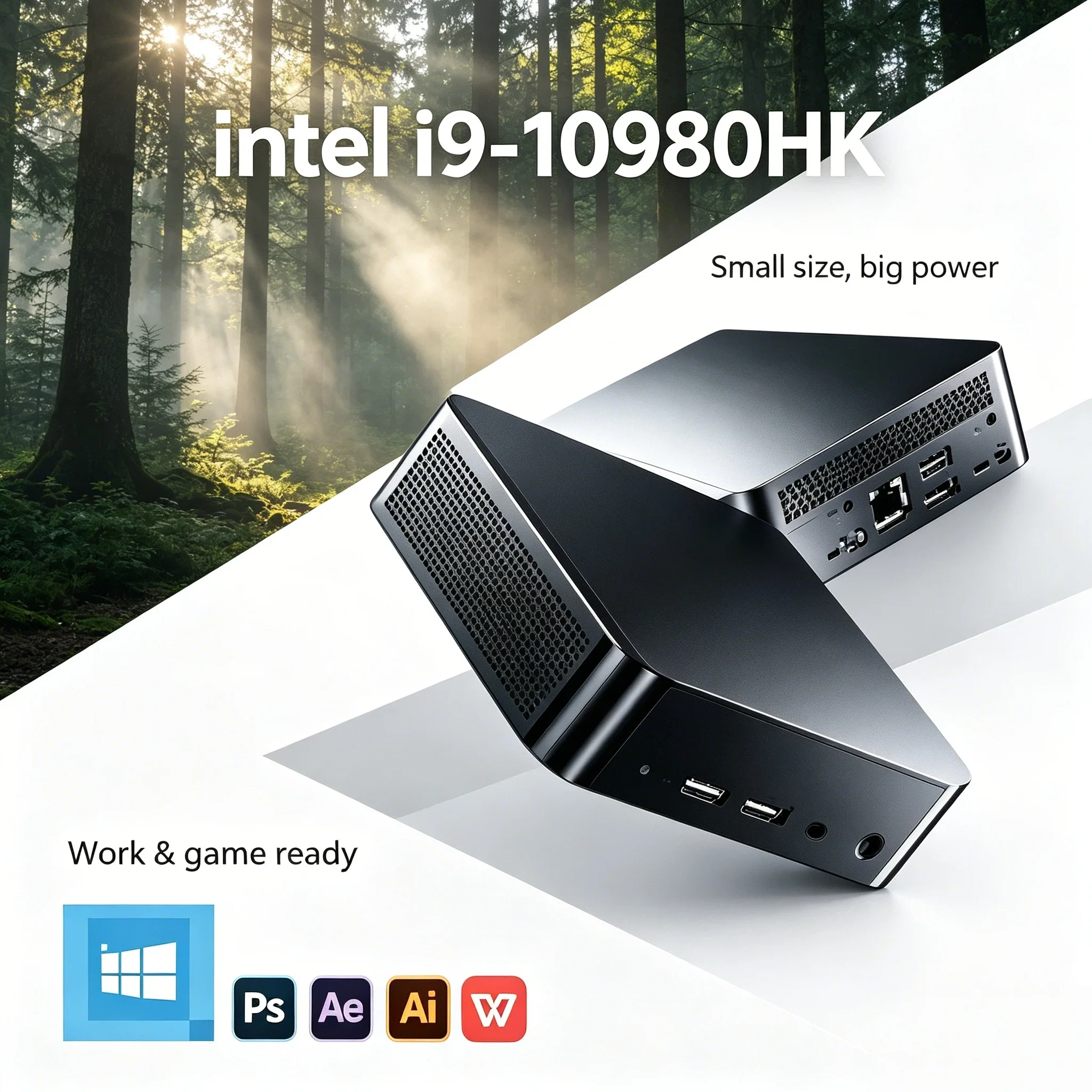 

Intel Core i9 10980HK Mini PC Windows 11 Pro 16GB RAM 1TB 2TB SSD WIFI6 BT5.2 4K HD Gaming Office Study Computer Max