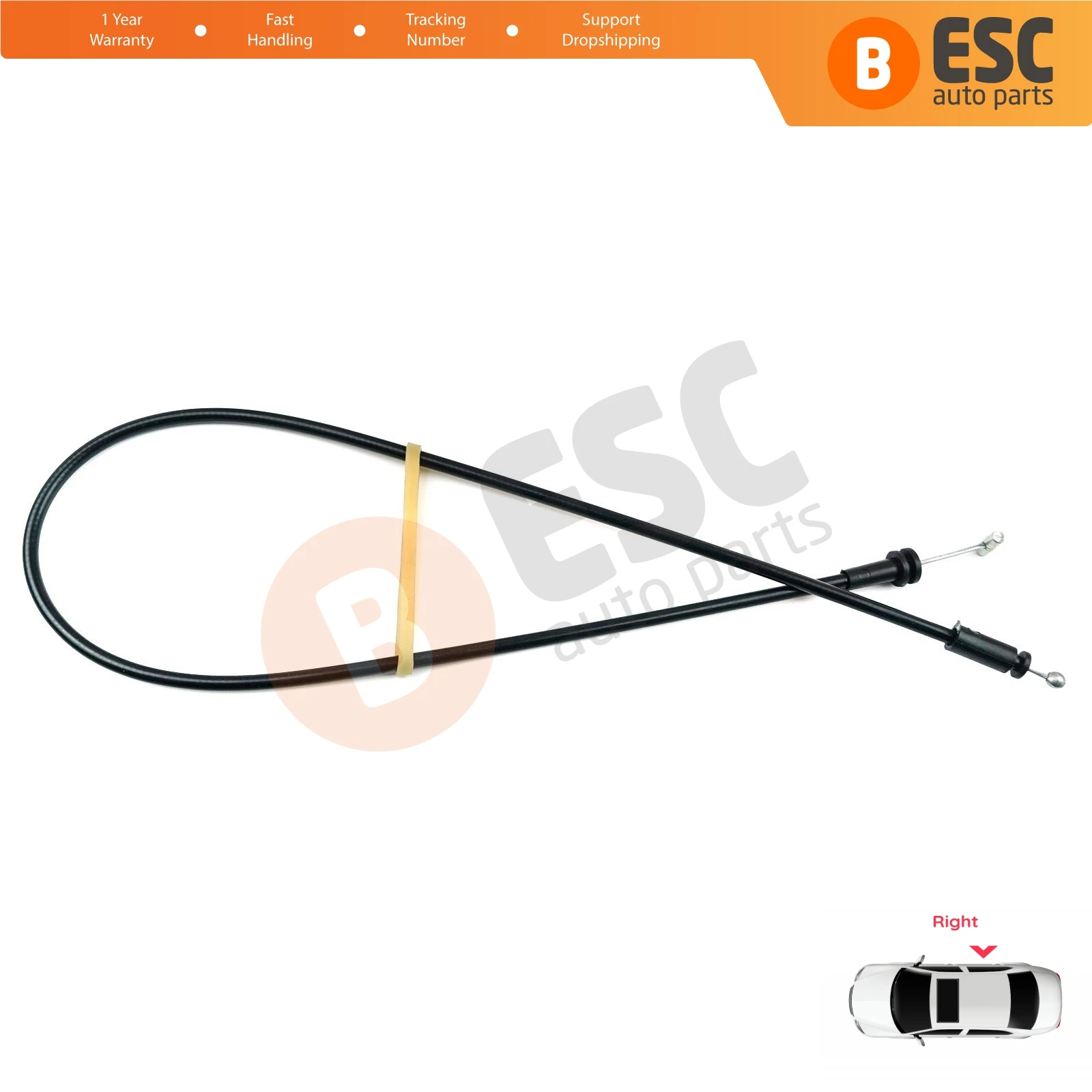 ESC Auto Parts EDP667 Right Sliding Inner Door Release Locking Latch Bowden Cable 8200182966 for Renault Kangoo MK1