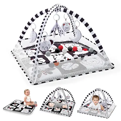 Baby Play Gym Play Mat Children Play Mat Rack Newborn Baby Activity Gym Mat 0-36 Months Tummy Time Crawling Game Blanket Toys
