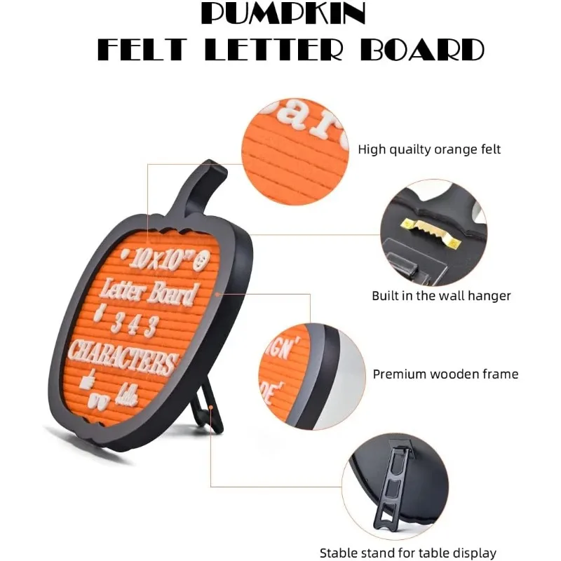 Pumpkin‑Shaped Felt Letter Board Changeable Message Sign Classroom Decor Baby Announcement Home Party Halloween Ornament Decorat