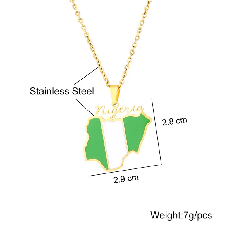 Europe and America Stainless Steel Africa Nigeria Drop Oil Map Pendant Necklace