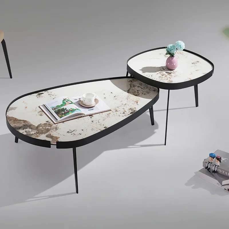 Italian light luxury combination coffee table designer modern special-shaped rock slab modern simple small apartment