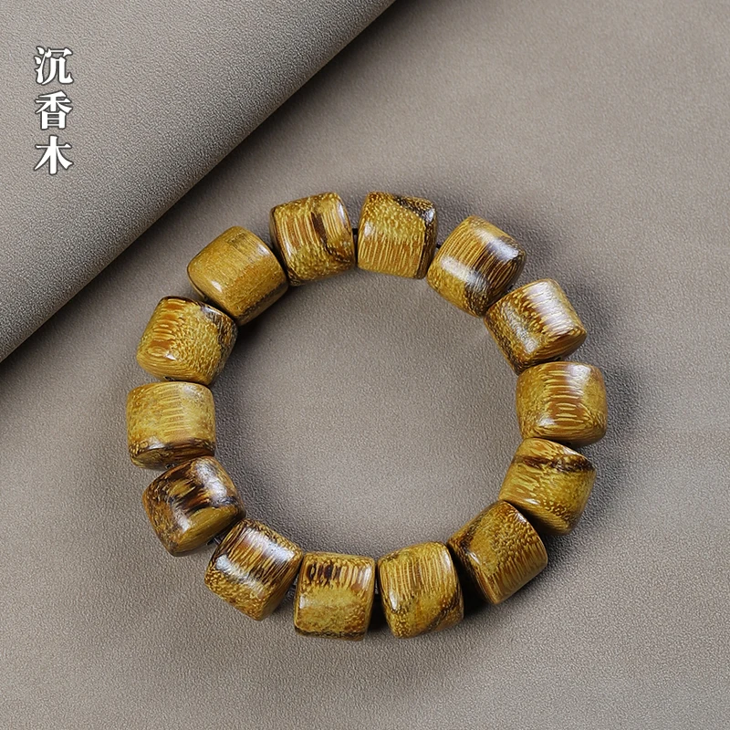 UMQ Indonesia Eaglewood 15mm Barrel Beads Bracelet Buddha Beads Huaqinan Tiger Ebony Bracelet Men and Women Crafts Ornament