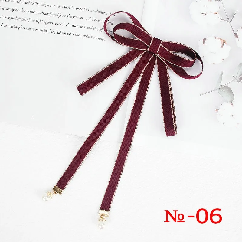 Perle Band Brosche Pin Frauen Fliege Vintage Schule Mädchen Weiß Kragen Schmuck Bowknot Shirts Krawatte Candy Farbe Rot Schmetterling – Detail 6