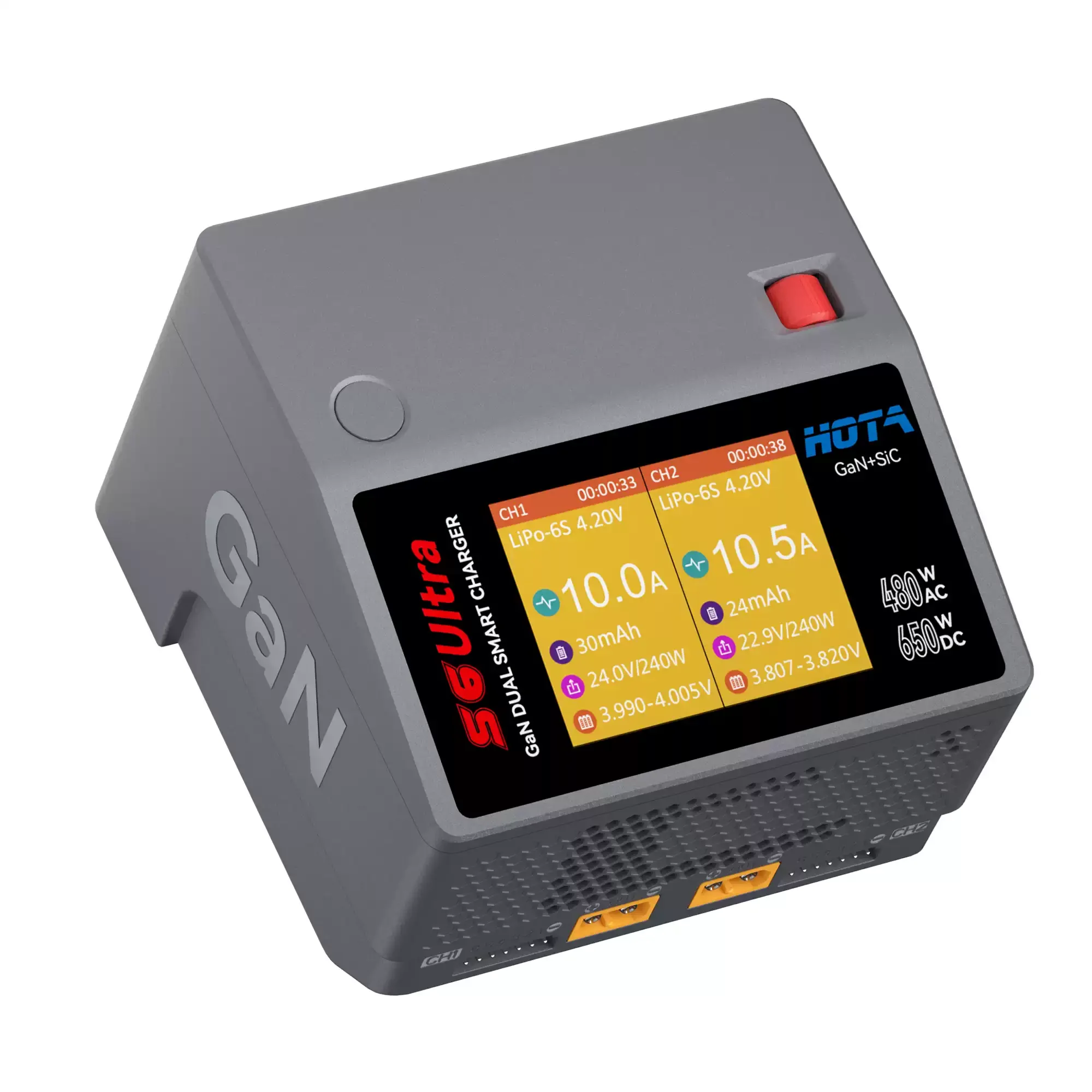 HOTA S6 Ultra Gallium Nitride AC/DC 480W DC 650W 15A Dual Channel Intelligent Charger