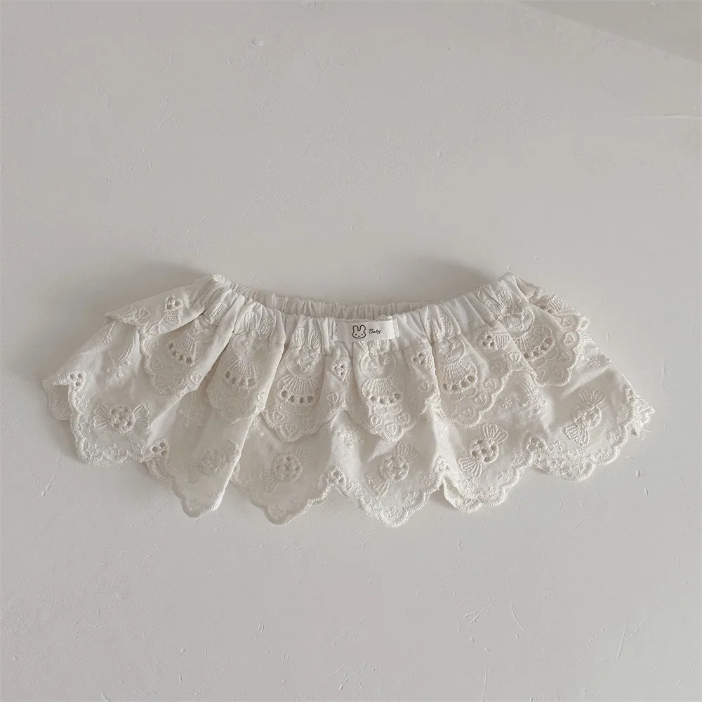 

Милая кружевная юбка в стиле Харадзюку с вышивкой, кружевной многослойный фартук, бандажная юбка, юбки на шнуровке для девочек