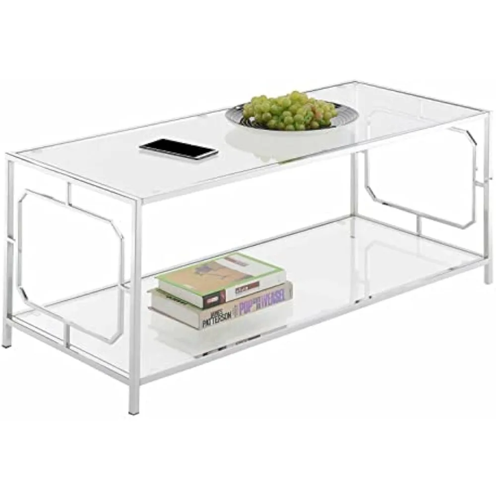 Meja Kopi Omega, Bingkai Kaca Bening/Krom