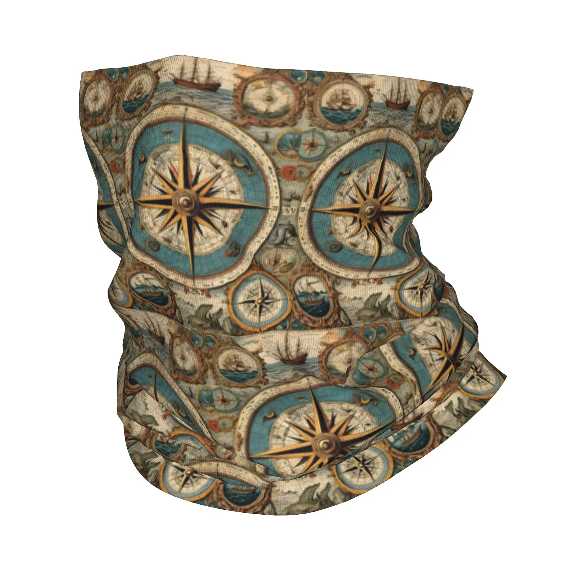 Compass pattern Bandana Neck Cover Printed Mask Scarf Warm Headband Outdoor Sports For Men Women Adult