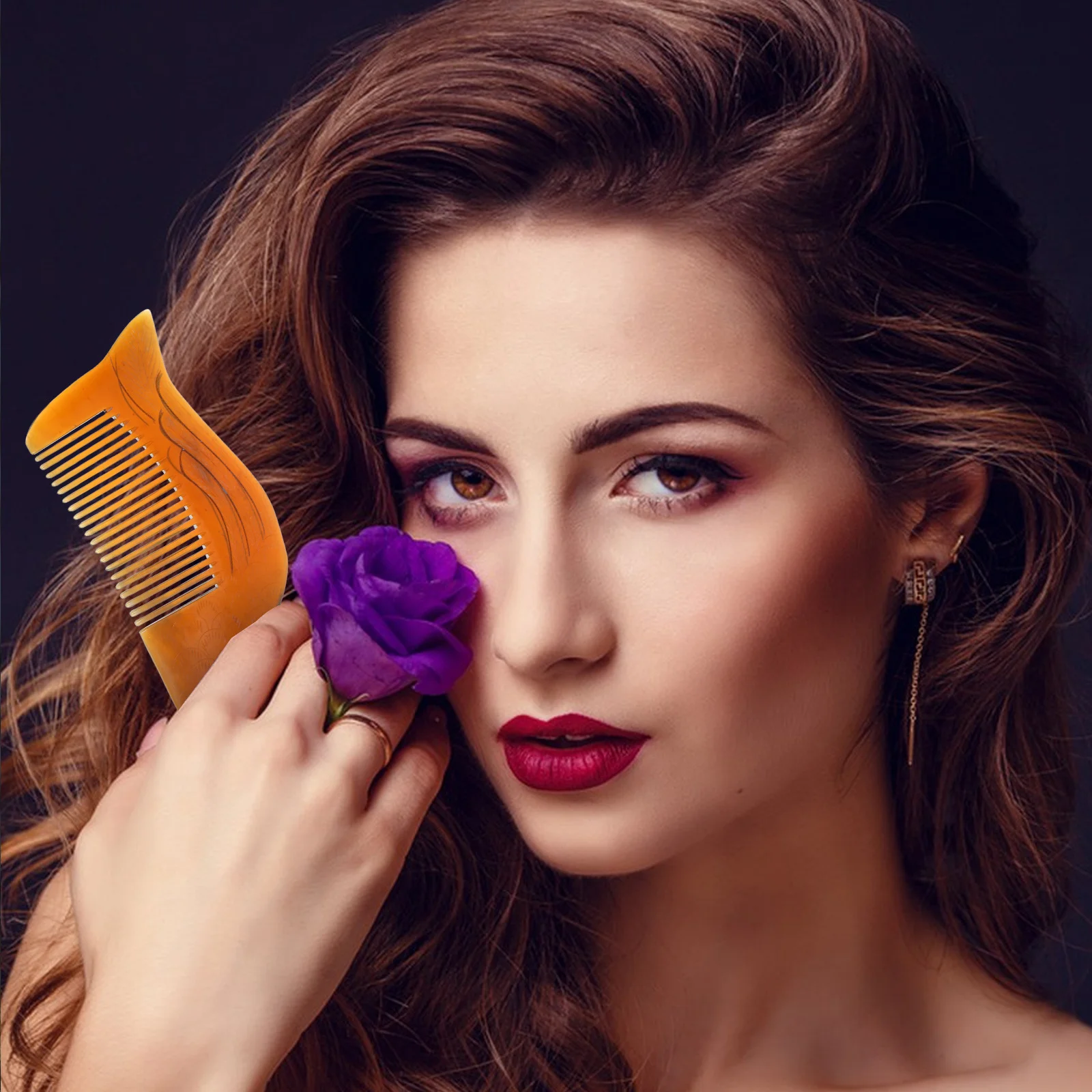 

1Pcs Anti-Static Swan Comb Premium Ox Horn Double-Sided Engraving Portable Hair Smoothing Tool for Home Trip Massage Hair Loss