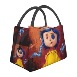 Halloween Horror Movie Coraline Thermal Insulated Lunch Bags Women Resuable Lunch Container for Outdoor Picnic Meal Food Box