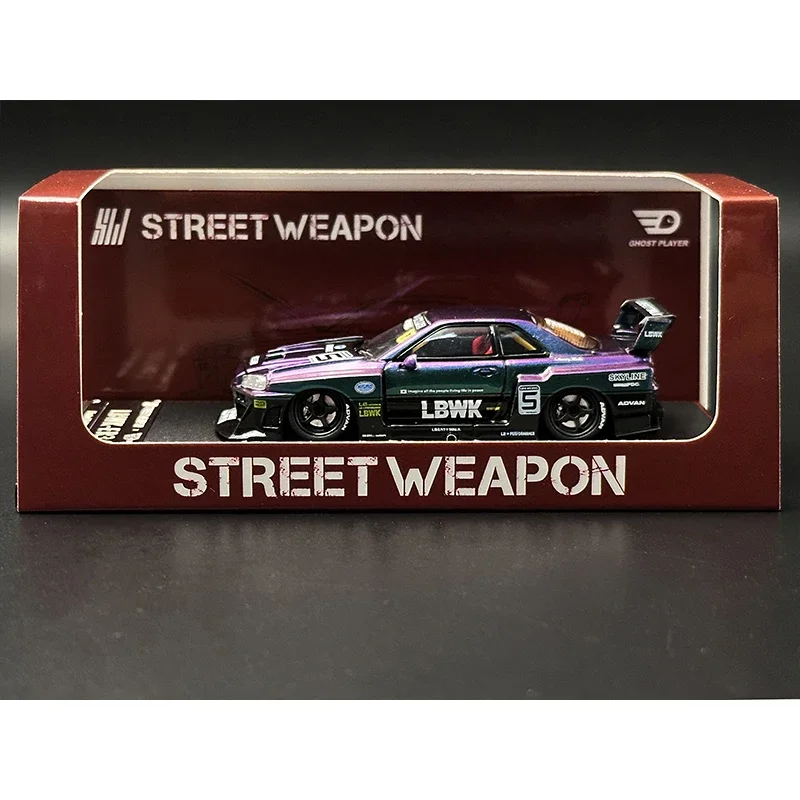 LBWK-Chameleon Aberto Capuz Diecast Car Model Collection, Coleção Arma De Rua, Skyline GTR ER34, Super Silhueta, SW em estoque, 1:64