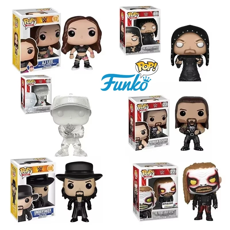 Funko Pop WWE UNDERTAKER 08 69 AJ LEE12 "THE FIEND" BABY WYATT 77 #   JOHN CENA 59 #   Figuras de ação Colres brinquedo modelo colecionável para