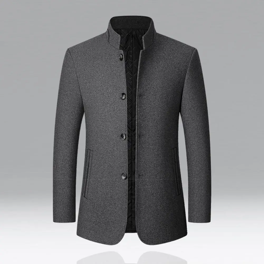 

Wool Blend Coat Men Winter Fashion Overcoat Male Thicken Keep Warm Jackets Trench Outerwear Wool Coat Stand Collar