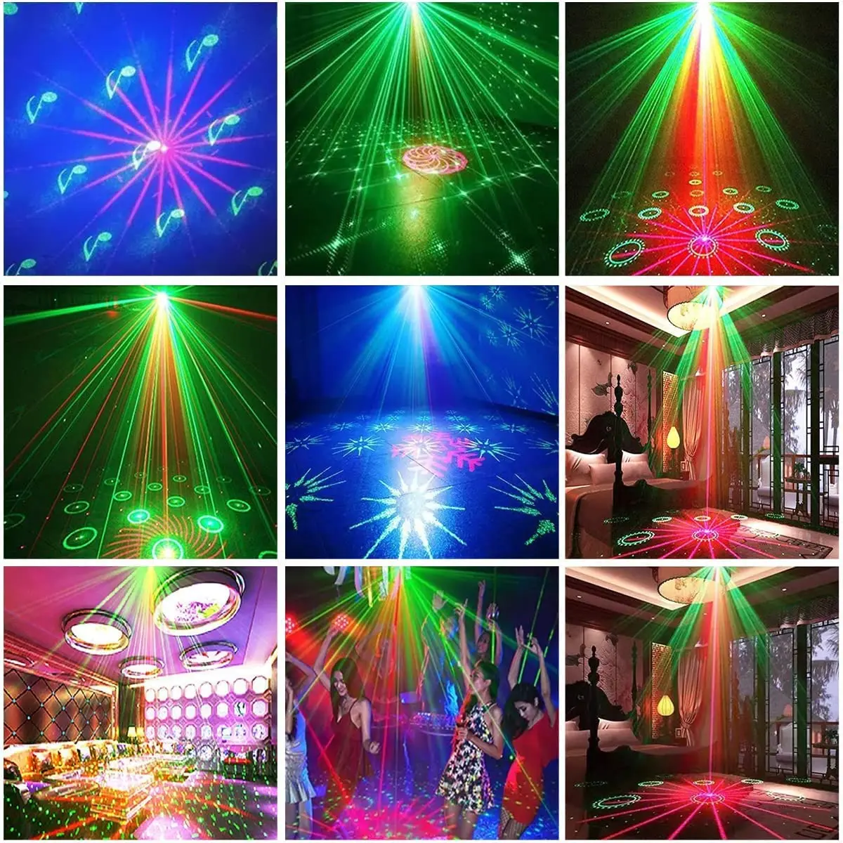 DJ Disco Light Party Stage Lighting Effect Voice Control USB Laser Projector Strobe Lamp for Home Dance Floor Christmas