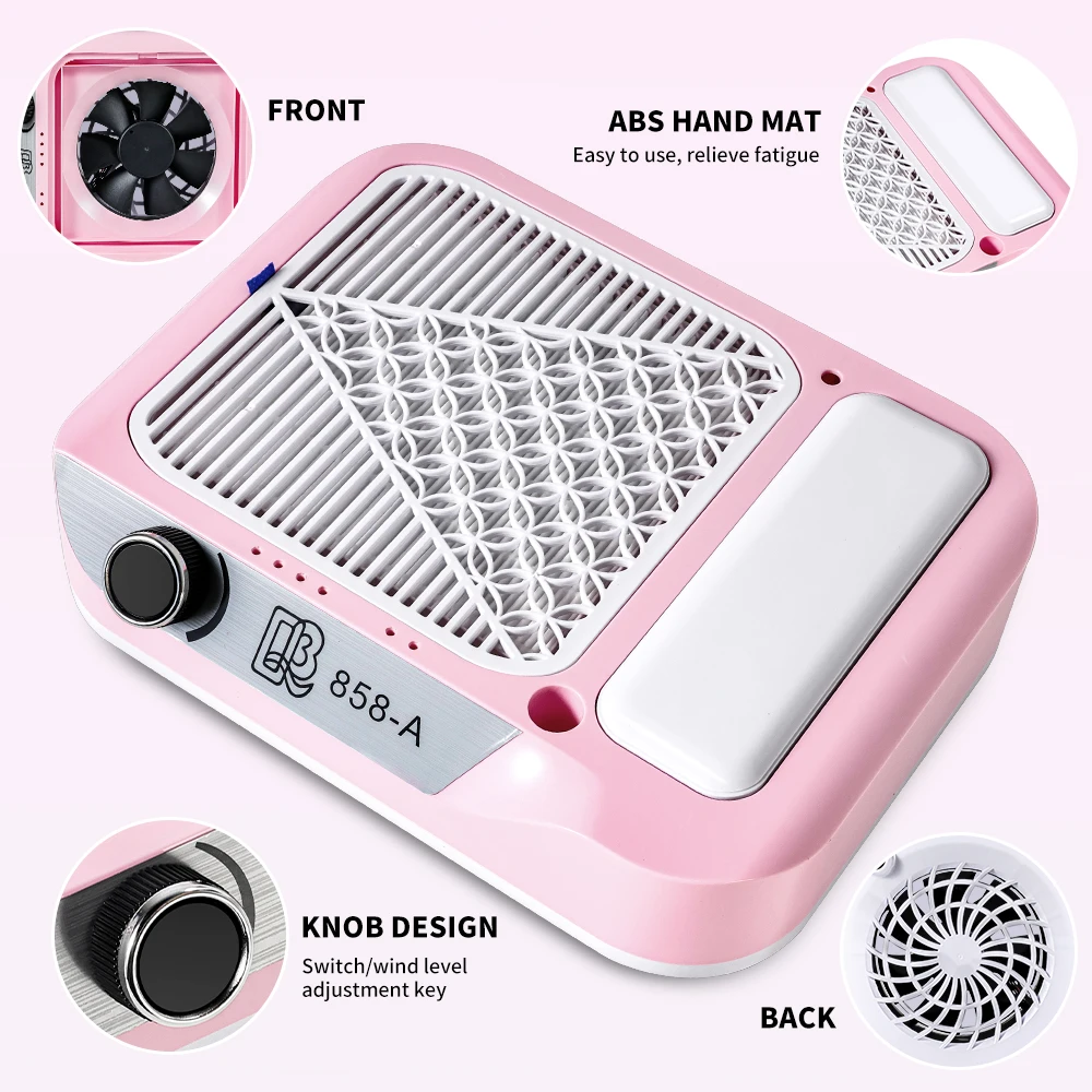 مكنسة تجميع غبار الأظافر القابلة للتعديل بقدرة 80 وات مع ماكينة تنظيف غبار الأظافر منخفضة الضوضاء لصالونات التجميل المنزلية #4