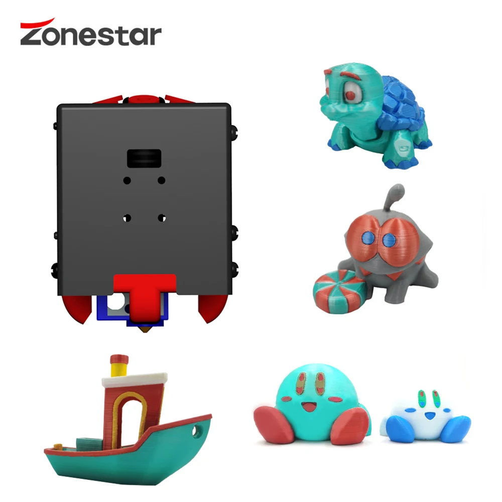 ZONESTAR HP_E4 Multi Color 4-IN-1-OUT Hotend Extruder Non-Mix Color Printing 24V Print Head Suppot 1-4 color filament High Print