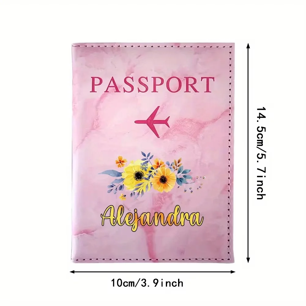 Customized Name Synthetic Leather Passport Holder, Personalized Passport Cover Storage Case,Christmas Gifts for Family Members