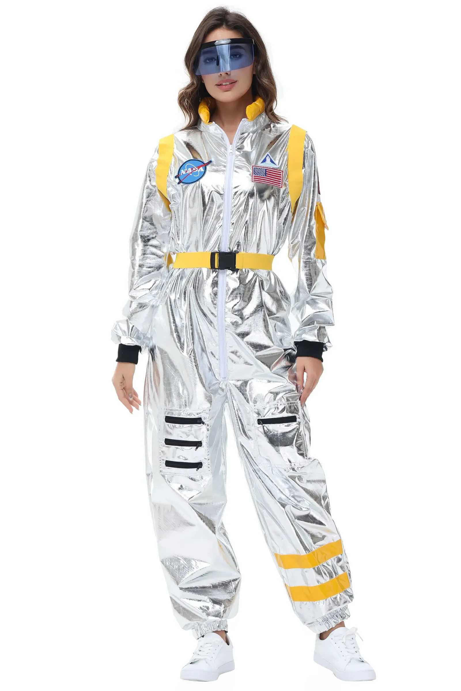 Halloween Silver Spaceman Men Women Space Suit Adult Children Astronaut Costume Family Party Dress Up Birthday Gift view 5