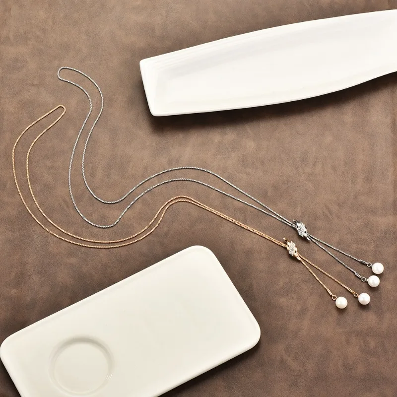 Catene per maglioni autunnali e invernali, collane lunghe, collane con ciondolo regolabili estraibili alla moda ed eleganti