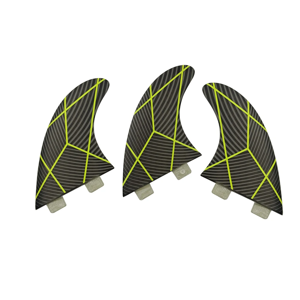 

SUP Board UPSURF FCS Fins G5 Tri-fin Set Black Yellow Line Color Fiberglass with Honeycomb Surfboard Swimming Accessories