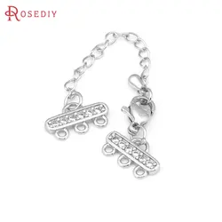 Platinum Color Brass and Zircon Necklaces Bracelets Connect Clasps High Quality Jewelry Making Supplies Diy Findings Accessories