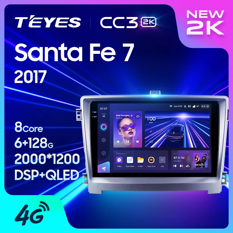 TEYES CC3 2K For Hawtai Santa Fe 7 2017 Car Radio Multimedia Video Player Navigation stereo GPS Android 10 No 2din 2 din dvd