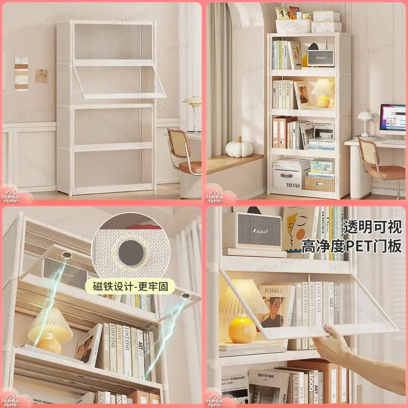 Bookcase Shelf for Home Office Study Room Floor to Ceiling Book Storage Cabinet with Doors Dust Proof Student Dormitory File