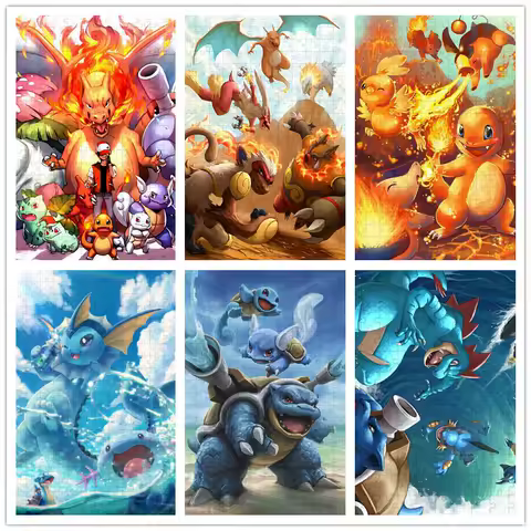 Pokemon Character Jigsaw Puzzles Decompressing Toys Umbreon Charmander Puzzles Family Funny Game Handmade Hobbies