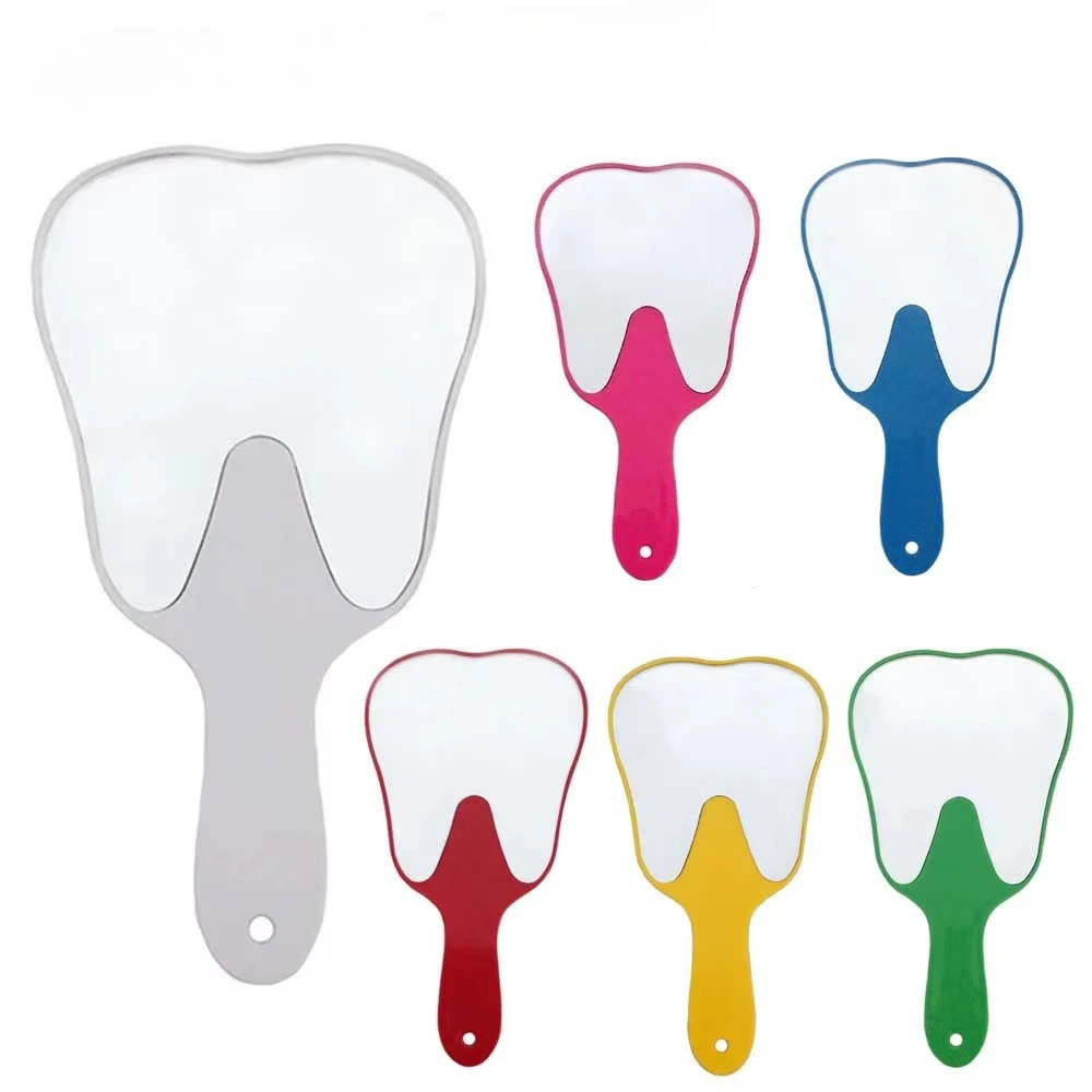 

NIGF 1PC Dental Mouth Mirror Tooth Shaped Mirror Handheld Unbreakable Plastic Makeup Mirror Dental Accessories Dentist Gift