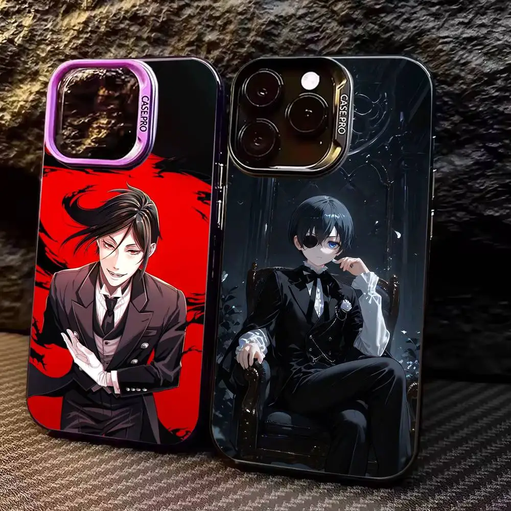 

Black Anime B-ButlerS Colorful Silver Back Phone Case For IPhone 17 16 15 14 13 12 11 Plus Pro Max Plus