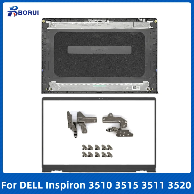 New Laptop LCD Back Cover Front Bezel Hinges Black Silver Gray Rear Lid Top Case For Dell Inspiron 15 3510 3511 3515 3520 3521