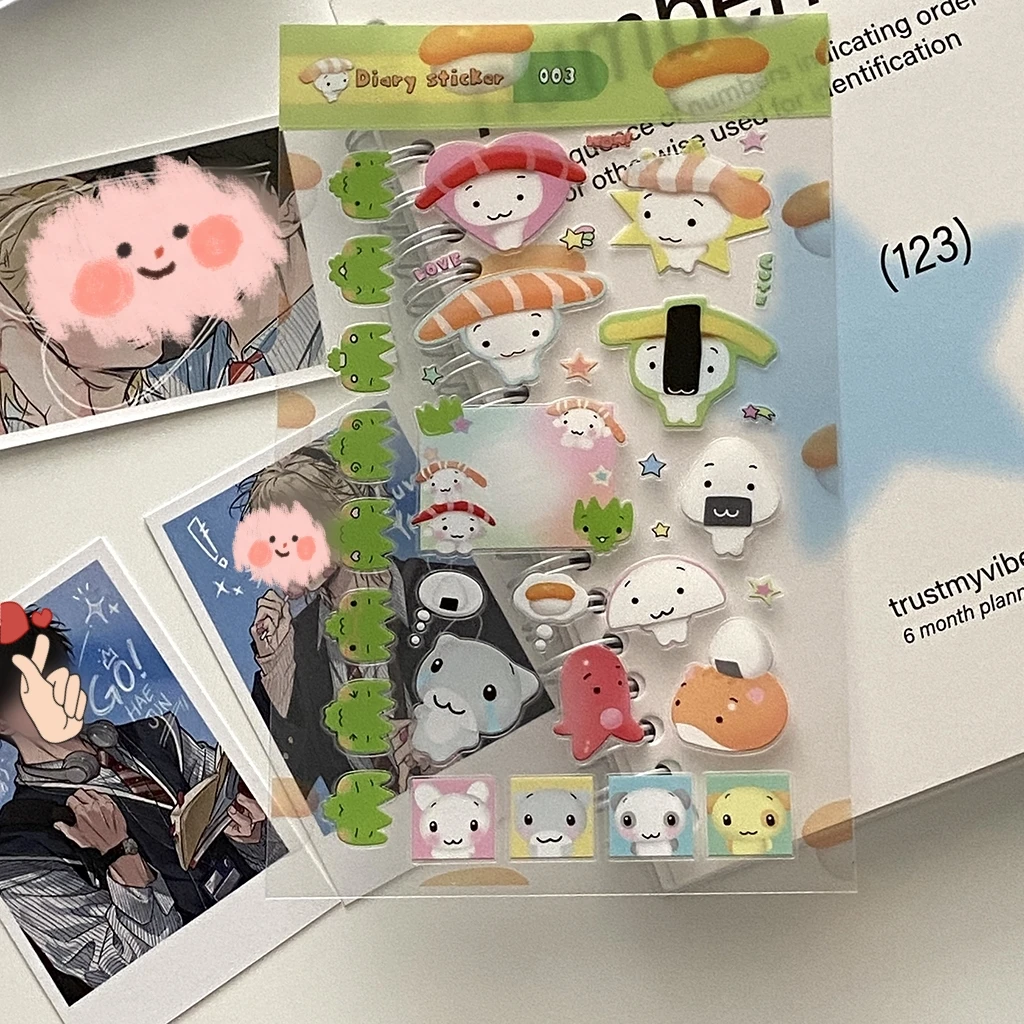 Steve 2pcs Set Pet Cute Cartoon Anime Cat Sushi Journal Deco Sticker