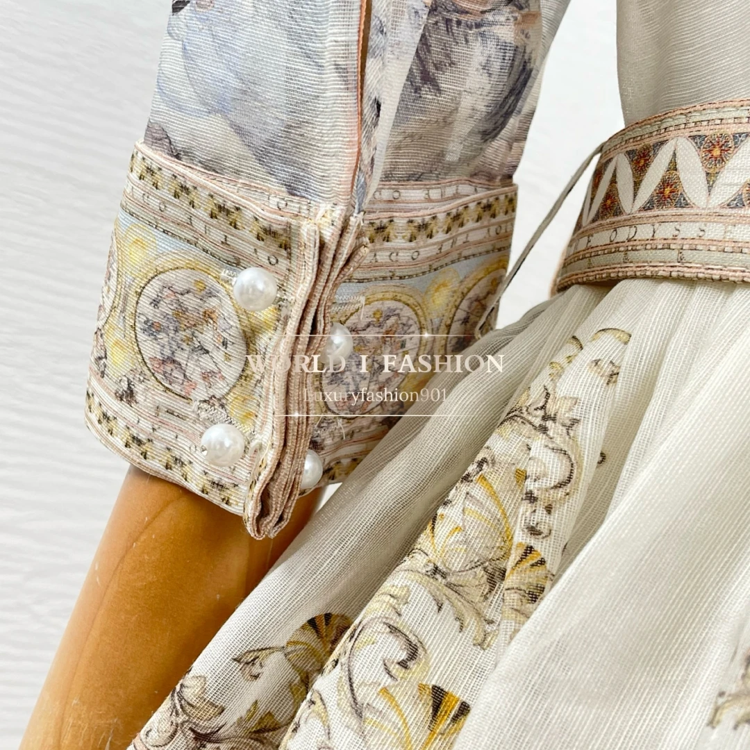 

Women's Short Sleeve Linen Silk Beading Midi Dresses for Party 2025 High Quality