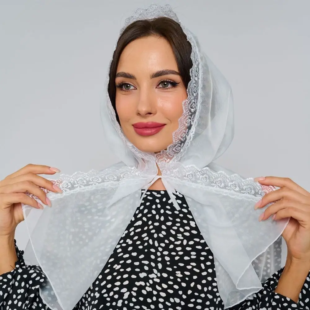 

Модная кружевная накидка с капюшоном, шаль из шифона, простое пончо, белый хиджаб для женщин