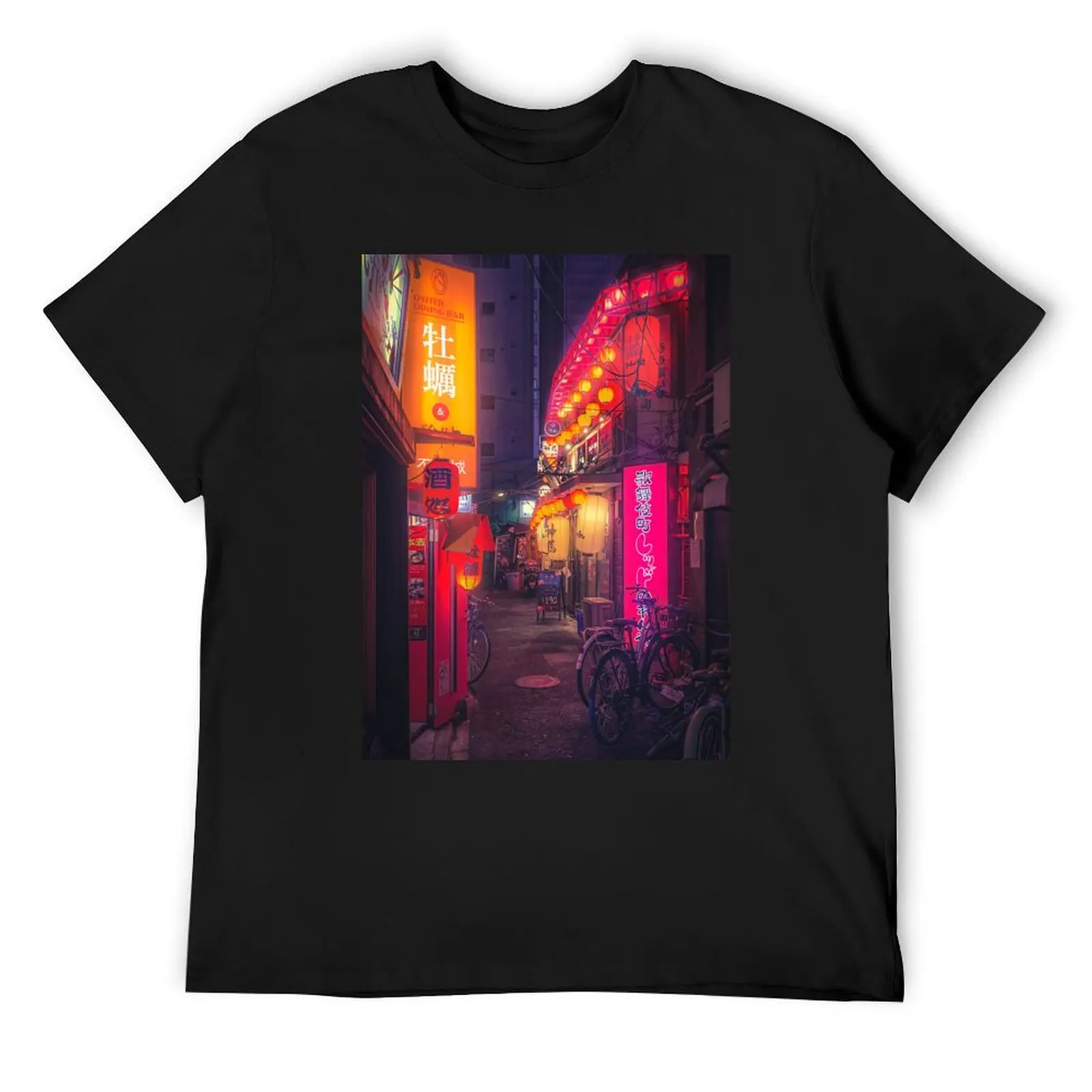 

Alive - Japan Night Photo T-Shirt Short sleeve tee plus sizes Clothing mens t shirt