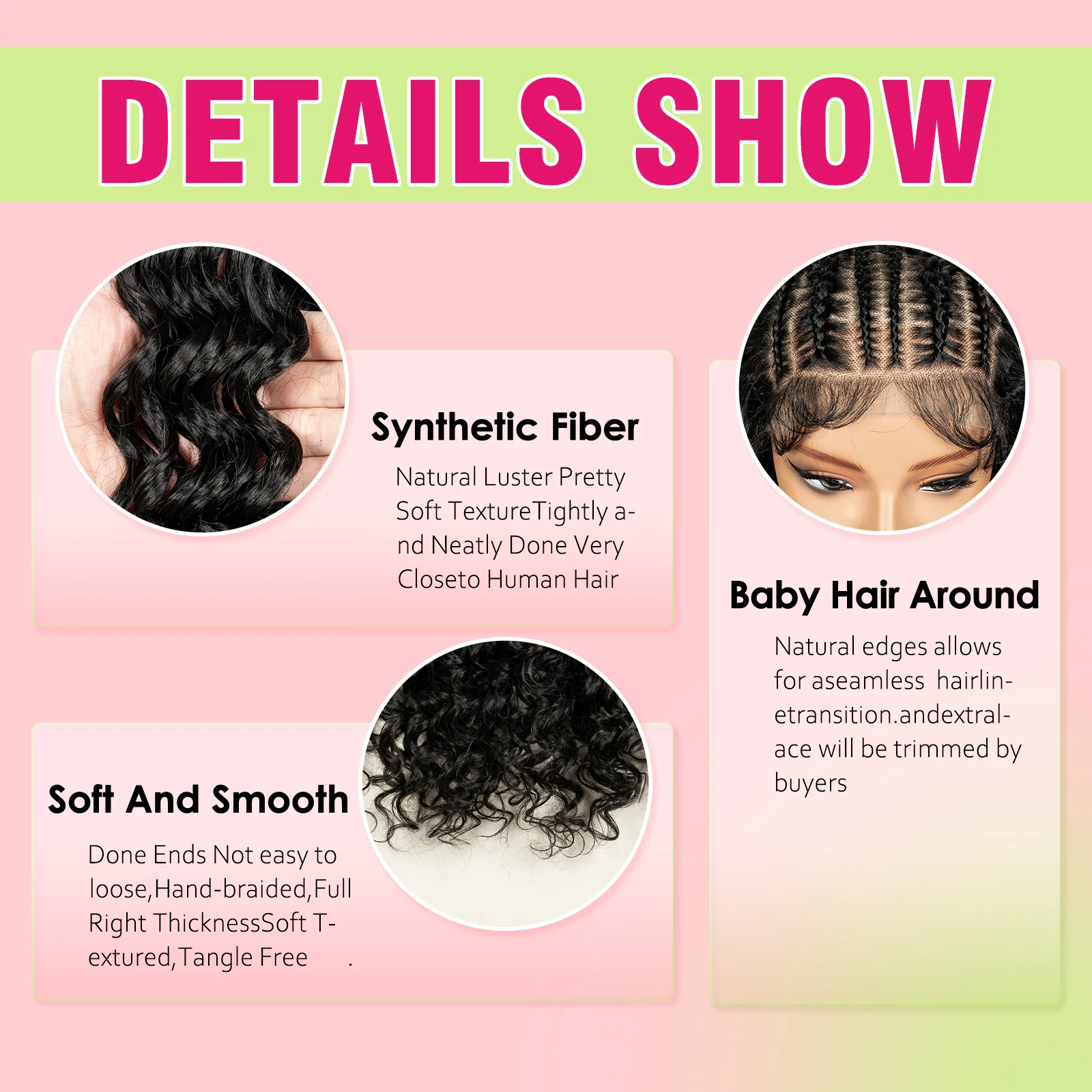 Synthetic Half Cornrow Braided Curly Hair Wig Transparent 13x6 Lace Frontal Deep Wave Hair Wig with Baby Hair for Black Women