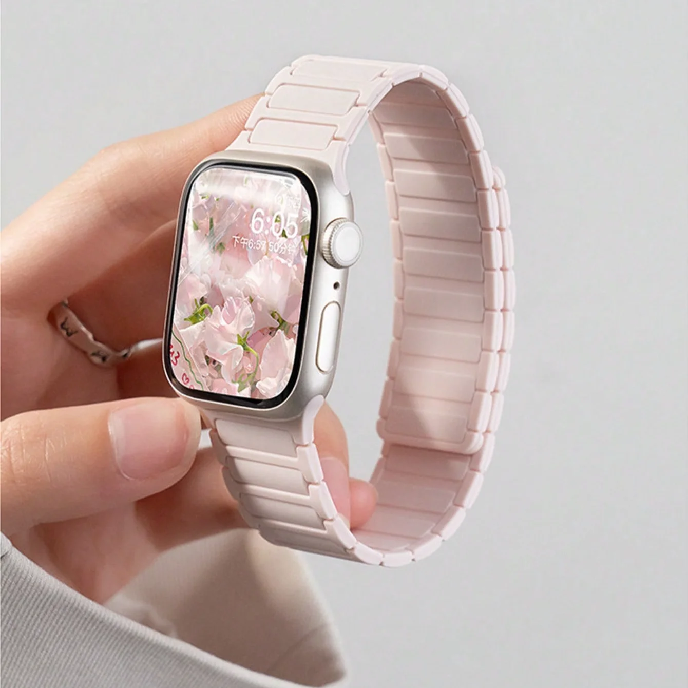 Pink Magnetic Silicone Watch Band Compatible With Apple Watch 44mm 45mm 49mm 46mm 42mm 41mm 40mm 38mm, For Women And Men, Series 11 10 9 8 7 6 5 4 3 SE 2
