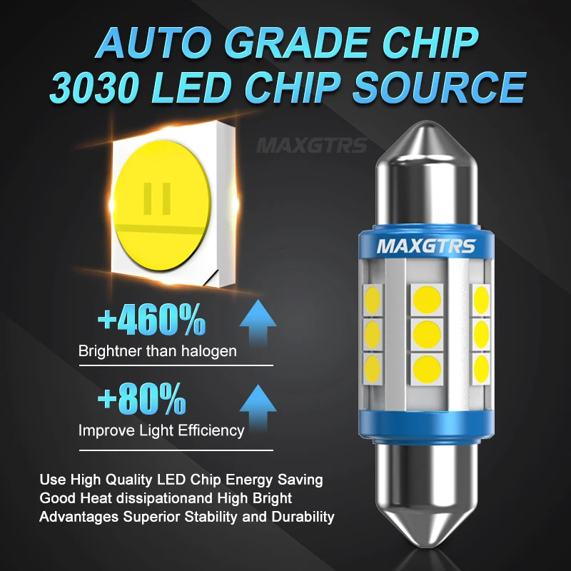 Lâmpada canbus de chip para carro, lâmpada led para automóveis, iluminação da placa, 3030 k, c5w, c10w, 6000, 31mm/36mm/39mm/41mm