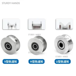 1pcs Stainless Steel Track Pulley Bearing Quiet Wheel Sliding Door V/U/H Type Grooved Steel Wire Rope Directional Roller