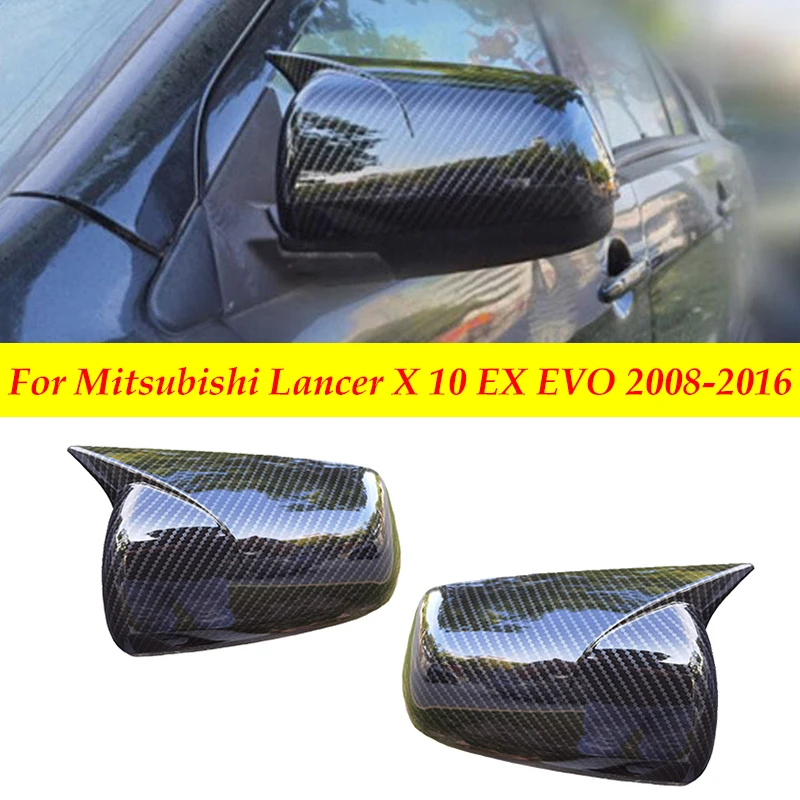 Couvercle de rétroviseur pour Mitsubishi Lancer X 10 EX EVO 2008 – 2016, autocollant de garniture de miroir latéral, accessoires de style de