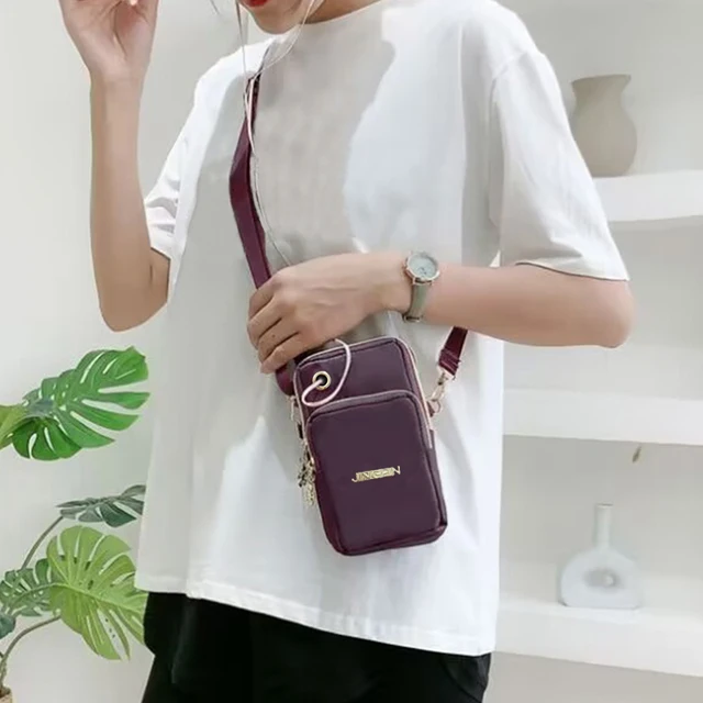 Damska mini torebka crossbody, pionowy portfel na nadgarstek, etui na telefon, losowy kierunek noszenia, modny i praktyczny dodatek