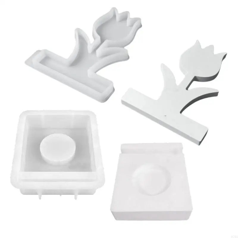 97QD Tulips Holder Resins Molds Candlesticks Silicone Molds Table Decorations